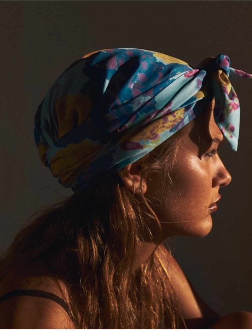 NWT ZARA Floral Blue & Yellow Silk effect head wrap OS
